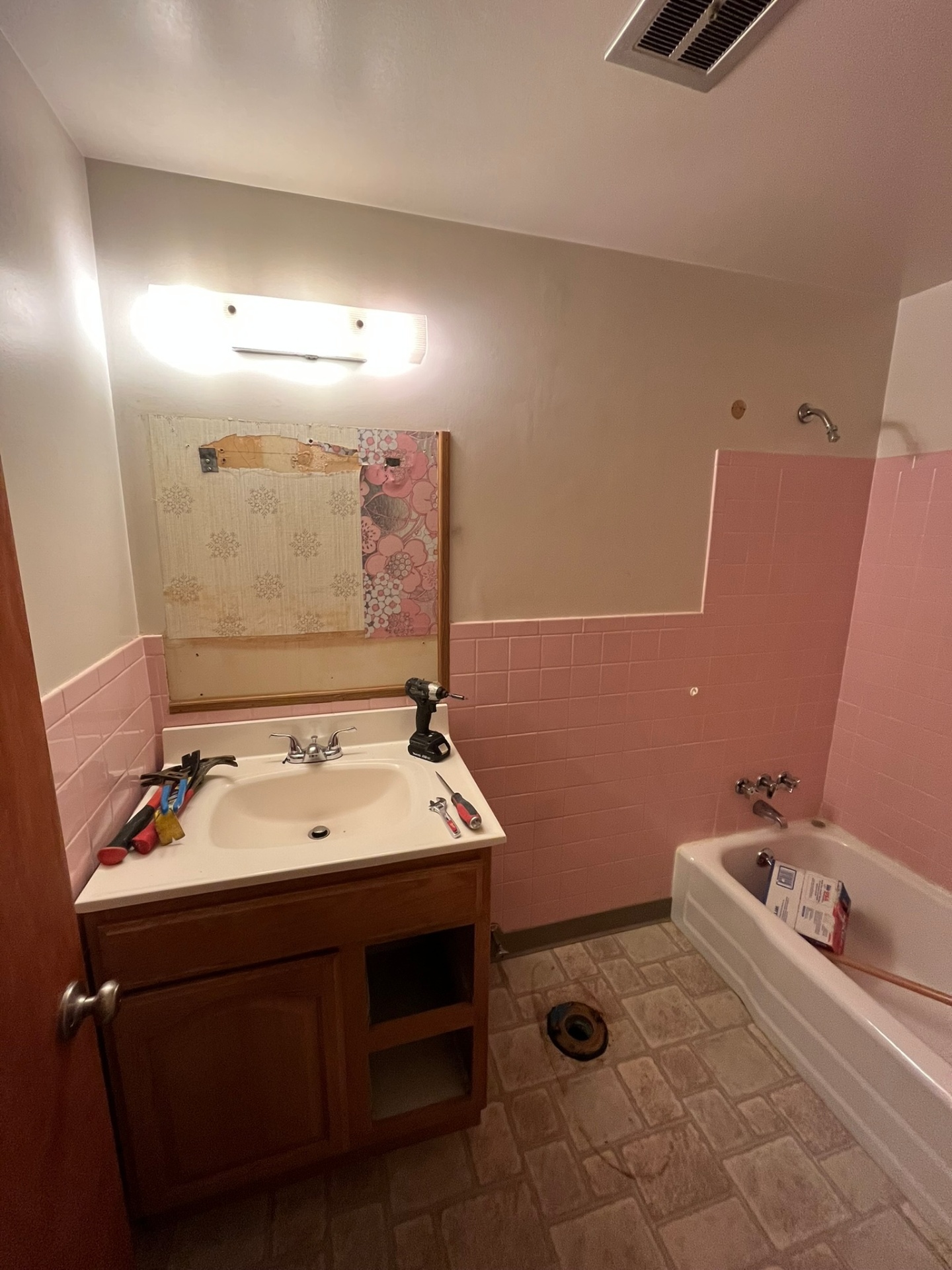 Before — Vanity & tub surround